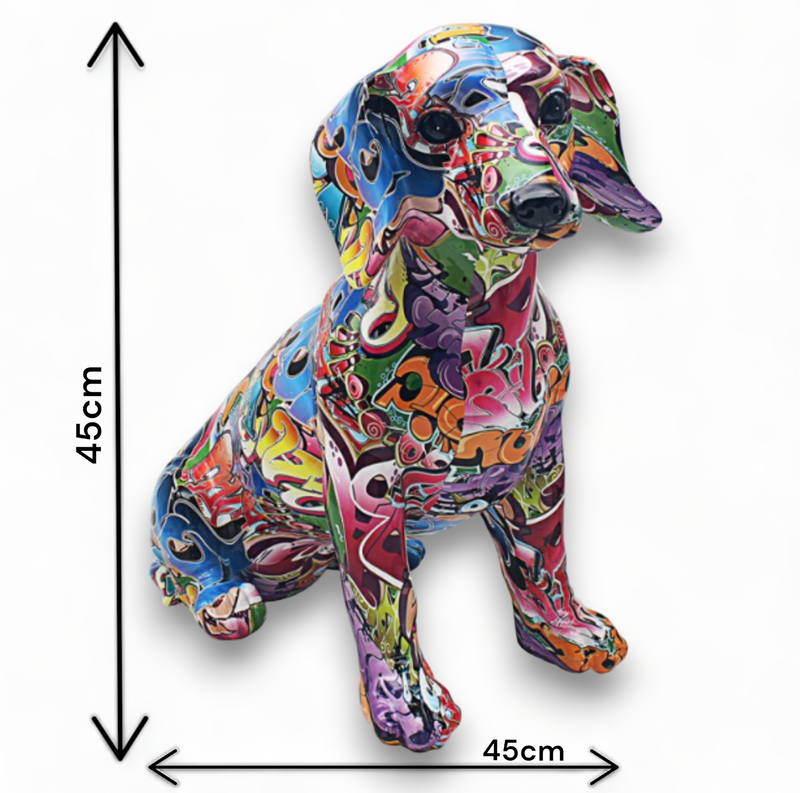 Giant 45cm Graffiti Street Art Dachshund ornament figurine from Lesser & Pavey, great Sausage Dog lover gift