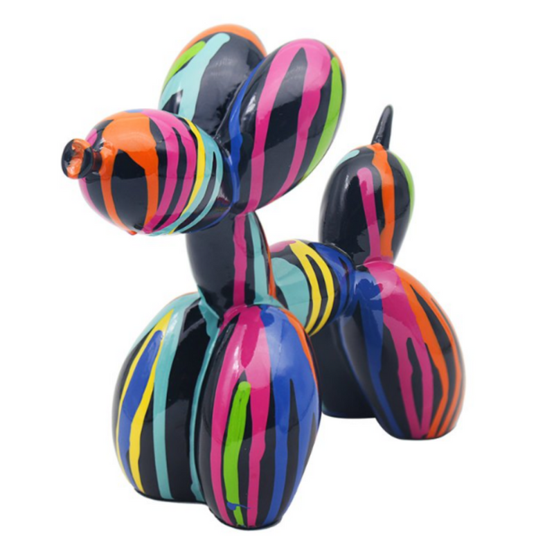 Drip Art Balloon Dog figurine, rainbow coloured glossy finish, gift boxed