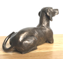 Laying Weimaraner figurine designed by Harriet Glen, in cold cast Bronze