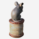 Old antique effect mouse on cotton reel ornament, great sewing fan gift or mouse lover decoration