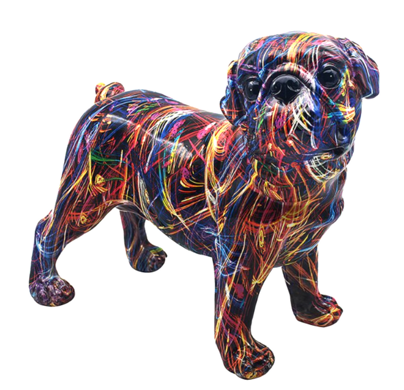 XL (34cm) Supernova Pug ornament bright coloured home decor figurine