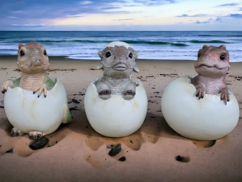 SET OF 3 hatching Dinosaur egg ornaments novelty prehistoric animal lover gift