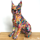FACTORY SECONDS - HALF PRICE!  Large 32cm GROOVY ART colourful Boston Terrier French Bulldog style ornament figurine