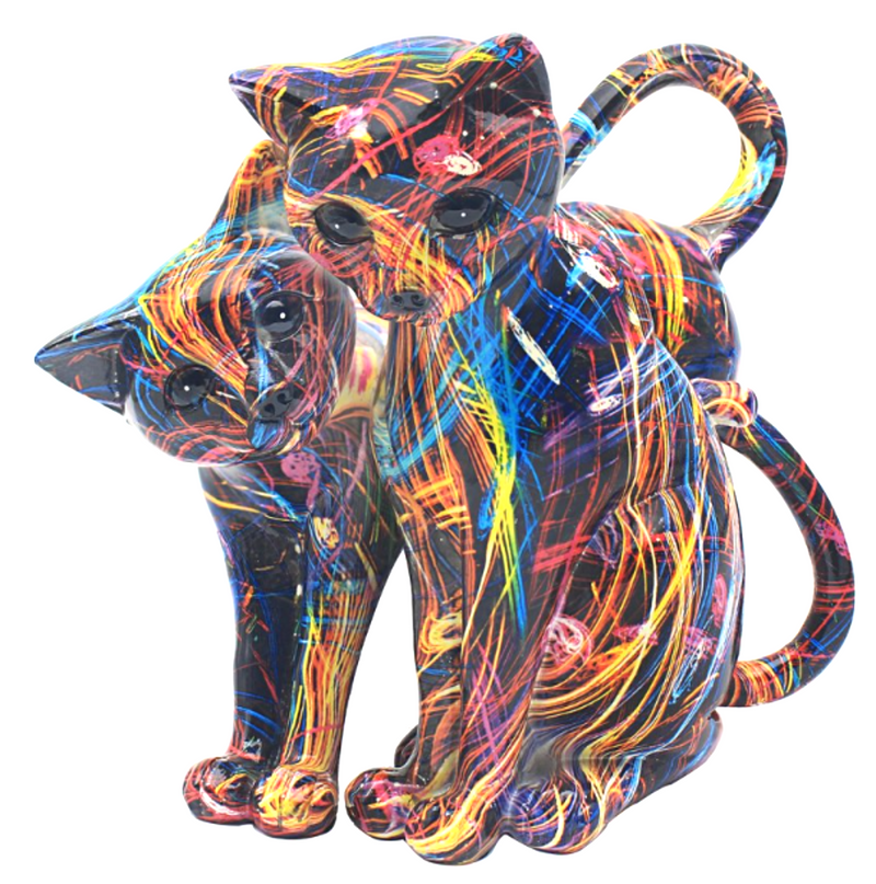 Supernova two Cats bright coloured ornament figurine home decor