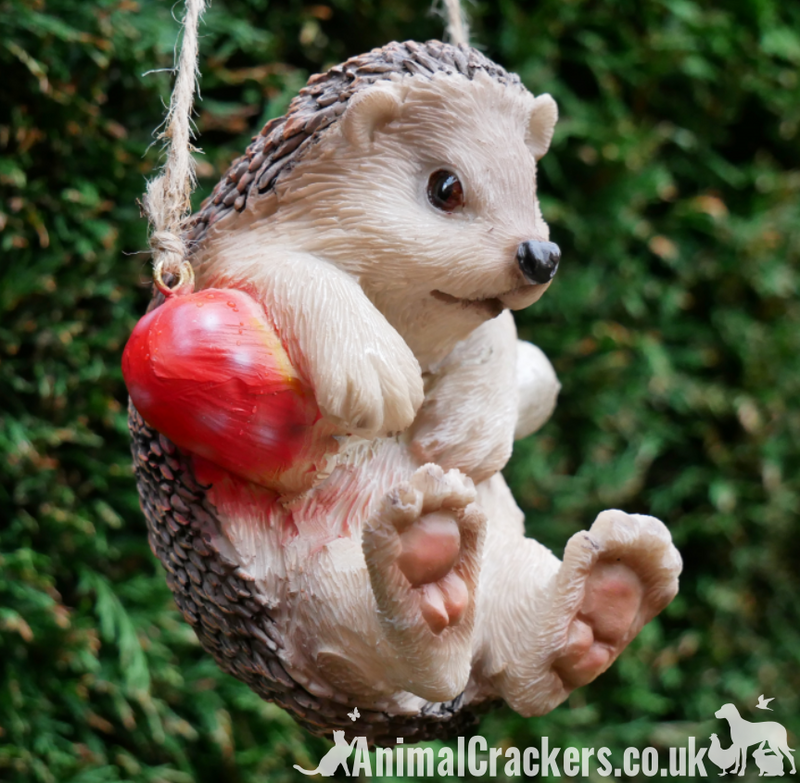 Hanging Hedgehog novelty resin garden ornament, great Hedgehog lover gift