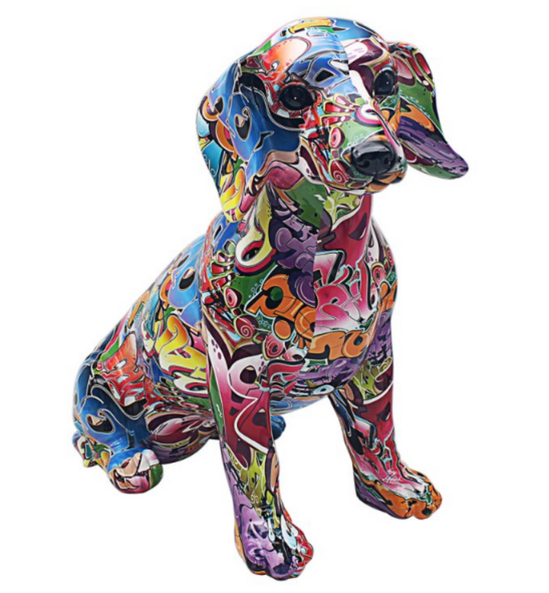 Giant 45cm Graffiti Street Art Dachshund ornament figurine from Lesser & Pavey, great Sausage Dog lover gift