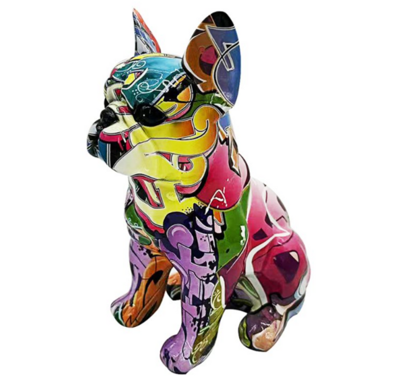 New Graffiti Street Art design sitting French Bulldog 'Frenchie' ornament figurine by Lesser & Pavey (22cm)