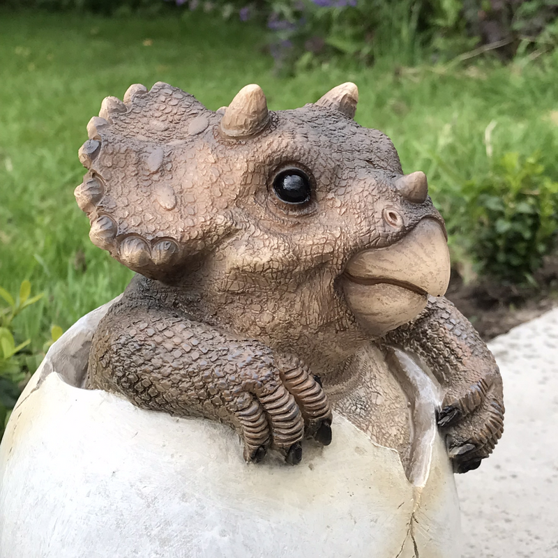 Cute Triceratops Dinosaur hatching from egg ornament, lovely prehistoric animal lover gift