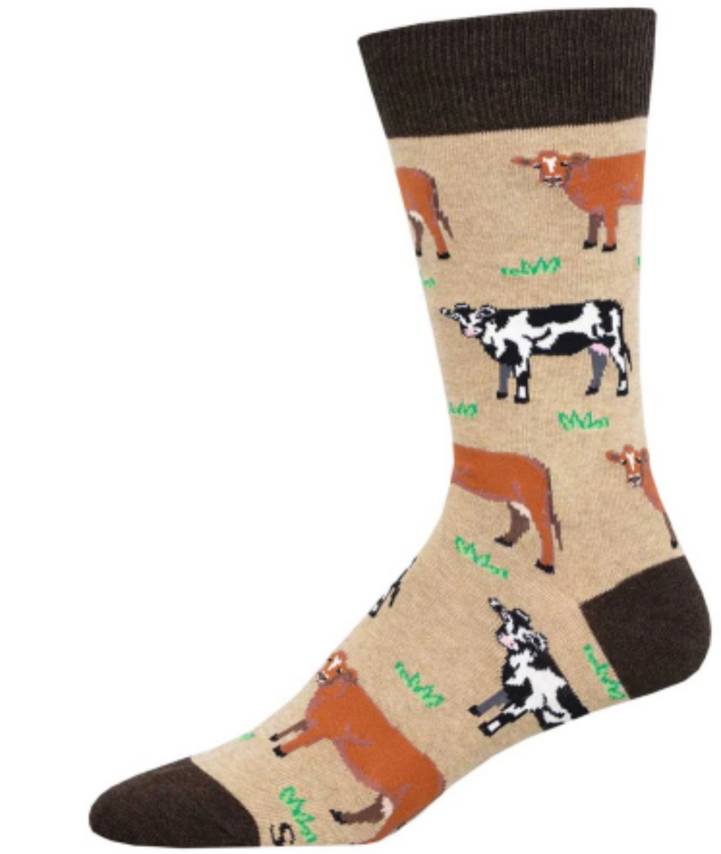 Men's Socksmith 'Mooove Over' Cow design socks, quality cotton mix, one size