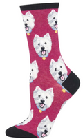 Women's Socksmith 'Westie' socks, quality cotton mix, West Highland Terrier design, One Size