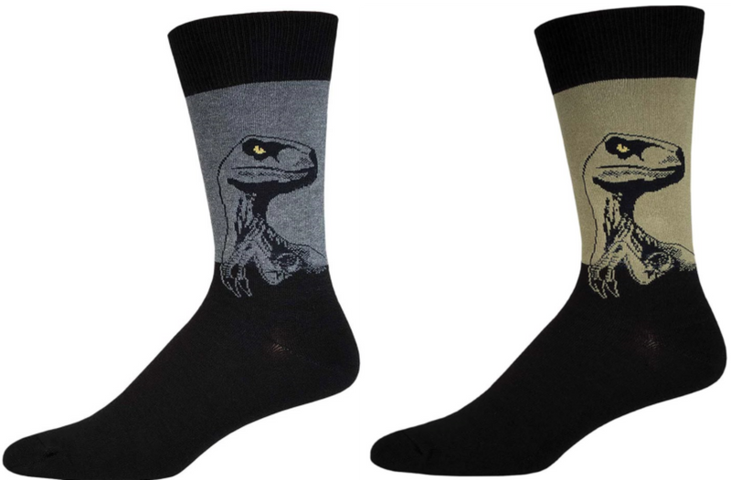 Men's Dinosaur socks Socksmith 'Raptor' design novelty fun socks, one size, Quality cotton mix