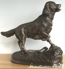 Golden Retriever Dog on Rocks by Beauchamp Bronze, heavy weight figurine in sold Cold Cast Bronze