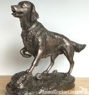Golden Retriever Dog on Rocks by Beauchamp Bronze, heavy weight figurine in sold Cold Cast Bronze