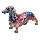 Graffiti Dachshund ornament figurine, new Graffiti Street Art design from Lesser & Pavey, great novelty Sausage Dog lover gift