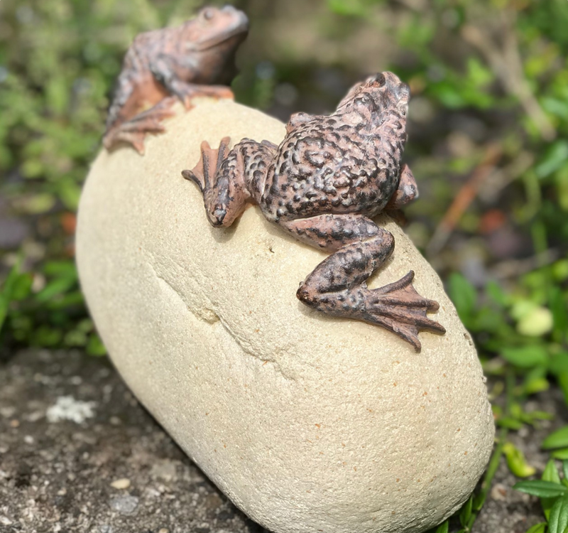 'WELCOME TO OUR GARDEN' stone effect garden or pond ornament, Frog lover gift