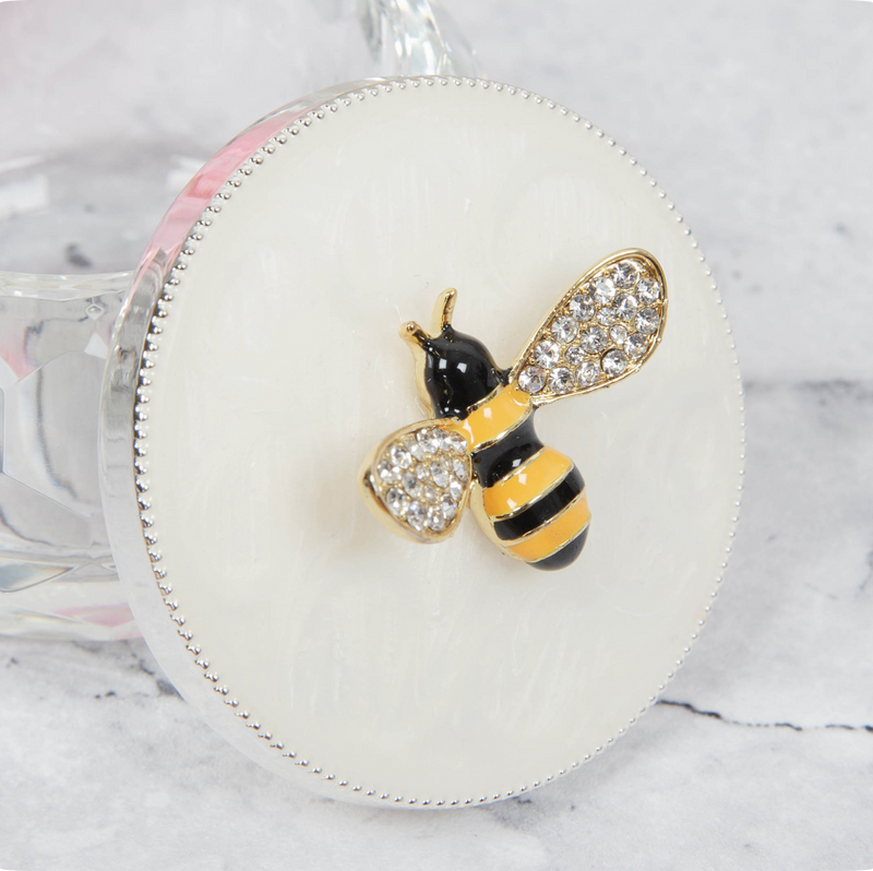 Cut Glass Silver Plated Bumble Bee Trinket Box