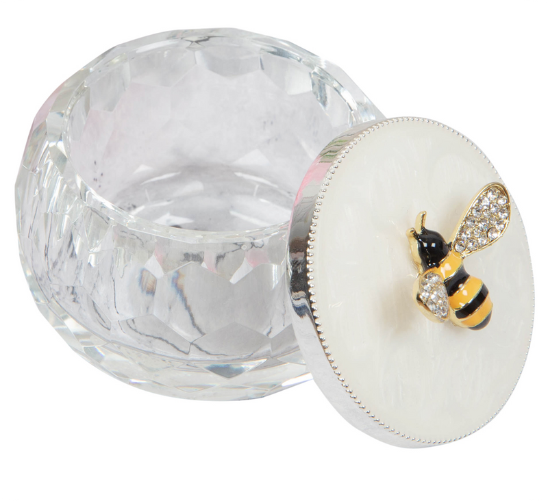 Cut Glass Silver Plated Bumble Bee Trinket Box