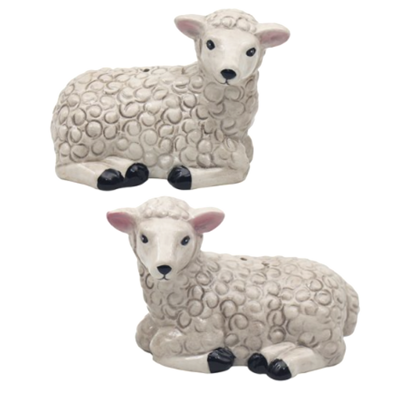 Sheep design ceramic Salt & Pepper cruet set by Lesser & Pavey, boxed