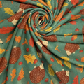 Lightweight Hedgehog Scarf With Leaves & Acorn Print