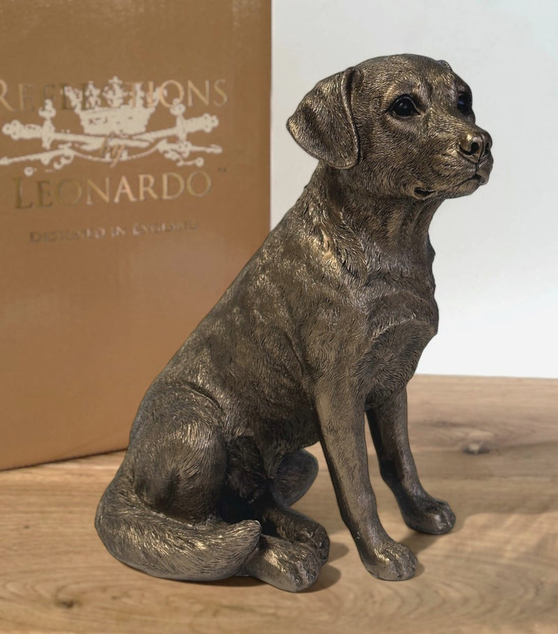 Labrador figurine, Leonardo Reflections Bronzed range, height 16cm, gift boxed