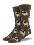 Men's Socksmith Pug design socks, quality cotton mix, terracotta red or brown, one size