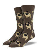 Men's Socksmith Pug design socks, quality cotton mix, terracotta red or brown, one size
