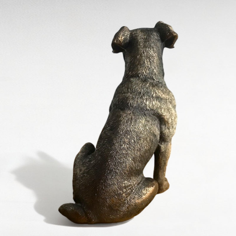 Bronze Jack Russell Terrier ornament figurine, by Leonardo exclusively for Animal Crackers, in gold Leonardo gift box