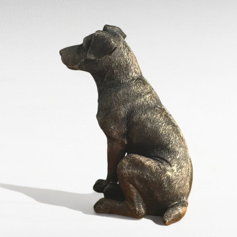 Bronze Jack Russell Terrier ornament figurine, by Leonardo exclusively for Animal Crackers, in gold Leonardo gift box