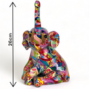 GROOVY ART bright coloured sitting Elephant ornament figurine, safari animal lover gift, 26cm