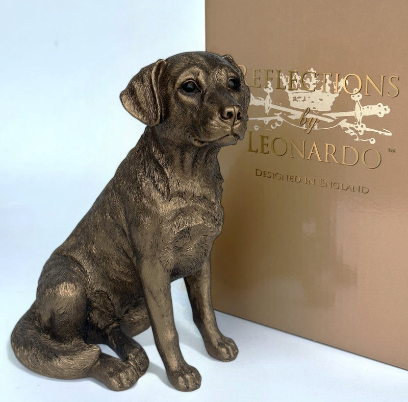 Labrador figurine, Leonardo Reflections Bronzed range, height 16cm, gift boxed