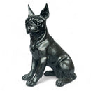 Boston Terrier Dog Figurine, Large 32cm high, Black with Silver Sparkle Finish