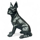 Boston Terrier Dog Figurine, Large 32cm high, Black with Silver Sparkle Finish