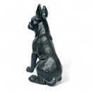 Boston Terrier Dog Figurine, Large 32cm high, Black with Silver Sparkle Finish