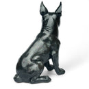 Boston Terrier Dog Figurine, Large 32cm high, Black with Silver Sparkle Finish