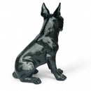 Boston Terrier Dog Figurine, Large 32cm high, Black with Silver Sparkle Finish