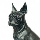 Boston Terrier Dog Figurine, Large 32cm high, Black with Silver Sparkle Finish