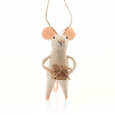 Felt Mouse Xmas Tree Decoration, mouse carrying Christmas present