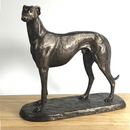 'Gus' Greyhound figurine, large bronze effect standing sculpture designed by Harriet Glen