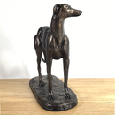 'Gus' Greyhound figurine, large bronze effect standing sculpture designed by Harriet Glen
