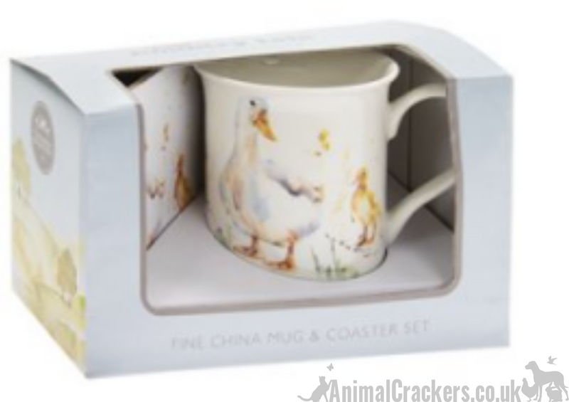 Leonardo Country Life Ducks china Mug & Coaster set, great Duck or Poultry lover gift, in quality gift box