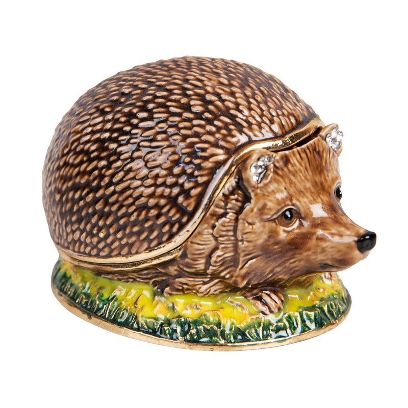 Hedgehog trinket box, hand painted and crystal finished, in quality cushioned gift box