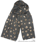 Gold foil Paw print ladies lightweight cotton mix Scarf Sarong in choice of colours, great Dog or Cat lover gift and stocking filler