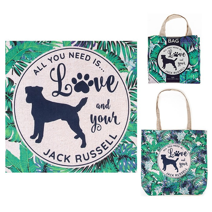 Re-usable 'All you need is love and your Jack Russell' eco bag/bag for life