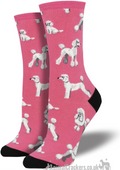 Womens Socksmith 'Oodles of Poodles' design socks in choice of colours (Pink or Blue), One Size