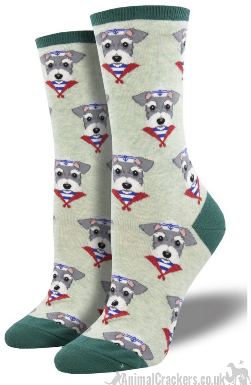 Women's Socksmith 'Snazzy Schnauzer' design socks, one size, great novelty Dog lover gift