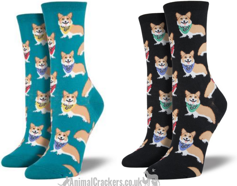 Womens Socksmith Corgi wearing Neckerchief design socks, One Size, quality Dog lover gift stocking filler