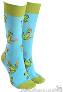 Novelty Frog design socks, quality cotton mix, Men's or Women's sizes, great Frog lover gift stocking filler