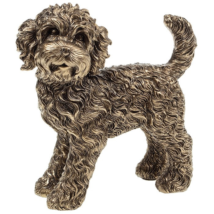 Black Cockapoo Statue Large Bronze effect standing Cockapoo figurine