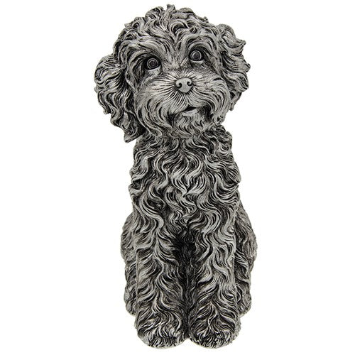 Large Silver effect sitting Cockapoo figurine