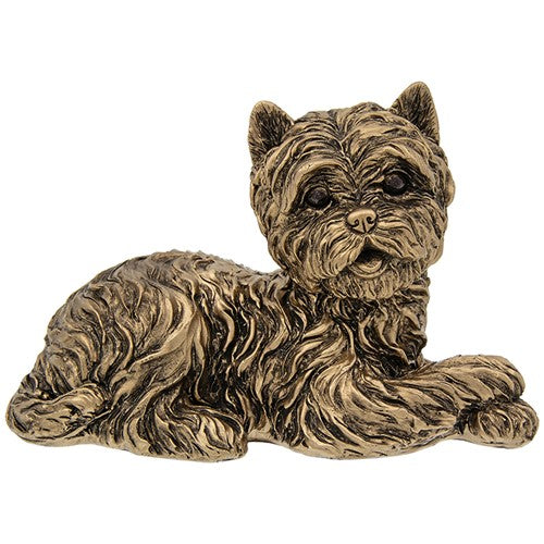 Large Bronze effect lying West Highland Terrier figurine, Westie Dog lover gift